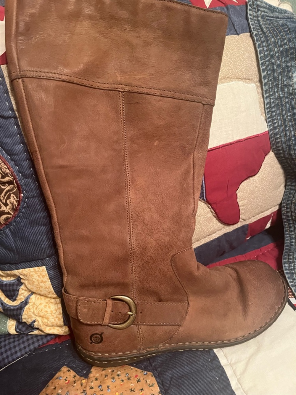 Born Women's Tall Brown Over-the-Knee Leather Boot with Buckle Accent